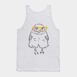 funny owl with rainbow glasses Tank Top